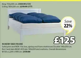 JYSK Nordby Bed Frame W150 X L209 X H90 Cm Save 22% offer