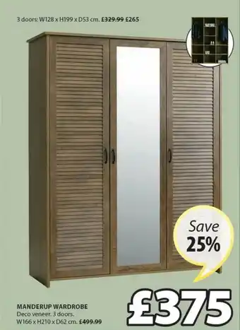 JYSK Manderup Wardrobe W166 X H210 X D62 Cm Save 25% offer
