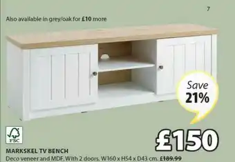 JYSK Markskel TV Bench W160 X H54 X D43 Cm Save 21% offer