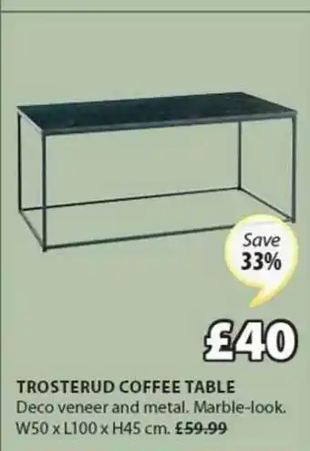 JYSK Trosterud Coffee Table W50 X L100 X H45 Cm Save 33% offer
