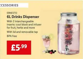 Lidl Ernesto 6L Drinks Dispenser offer