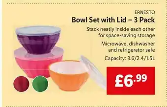 Lidl Ernesto Bowl Set With Lid - 3 Pack offer