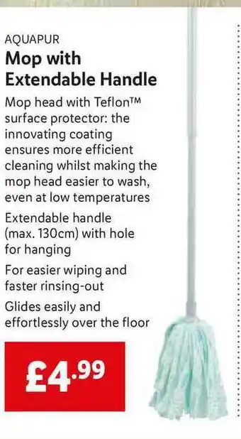 Lidl Aquapur Mop With Extendable Handle offer