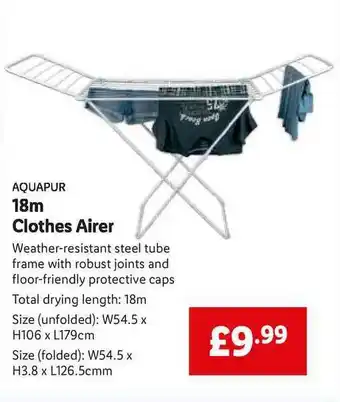 Lidl Aquapur 18m Cothes Airer offer