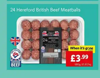 Lidl 24 Hereford British Beef Meatballs offer
