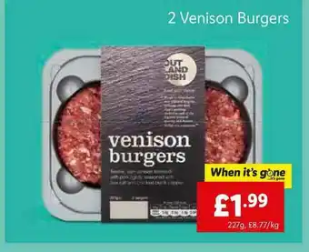 Lidl 2 Venison Burgers offer