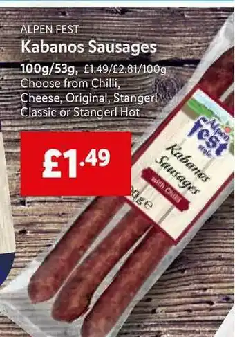 Lidl Alpen Fest Kabanos Sausages offer