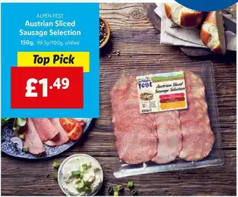 Lidl Alpen Fest Austrian Sliced Sausage Selection offer
