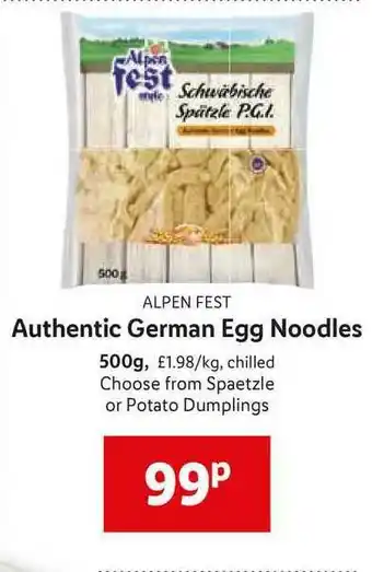 Lidl Alpen Fest Authentic German Egg Noodles offer