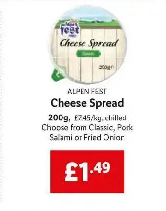Lidl Alpen Fest Cheese Spread 200g offer