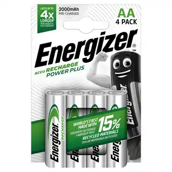 Tesco Energizer power plus aa 4 pack rechargeable batteries offer
