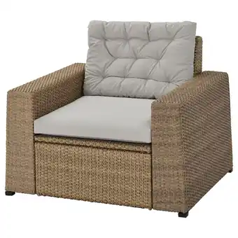 IKEA Sollerön armchair, outdoor, brown/kuddarna grey offer