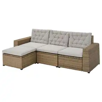 IKEA Sollerön 3-seat modular sofa, outdoor, with footstool brown/kuddarna grey offer