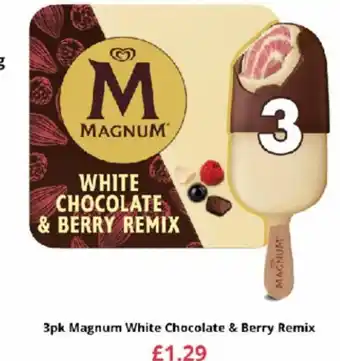 Farmfoods 3pk Magnum White Chocolate & Berry Remix offer
