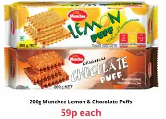 Farmfoods 200g Munchee Lemon & Chocolate Puffs offer