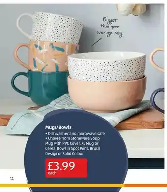 Aldi Mugs-bowls offer