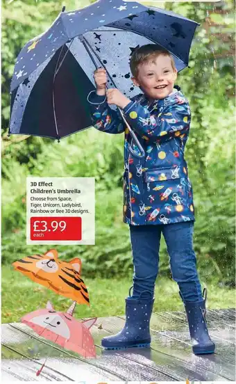 Aldi 3D Effect Children's Umbrella offer