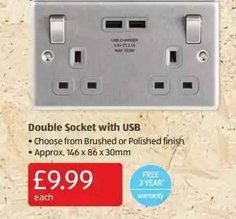 Aldi Double Socket With USB offer