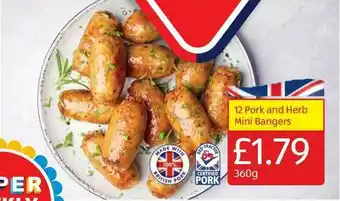 Aldi 12 Pork And Herb Mini Bangers offer