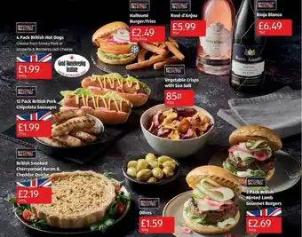 Aldi 4 Pack British Hot Dogs, 12 Pack British Pork Chipolata Sausages, British Smoked Cherrywood Bacon & Cheddar Quiche, Halloumi offer