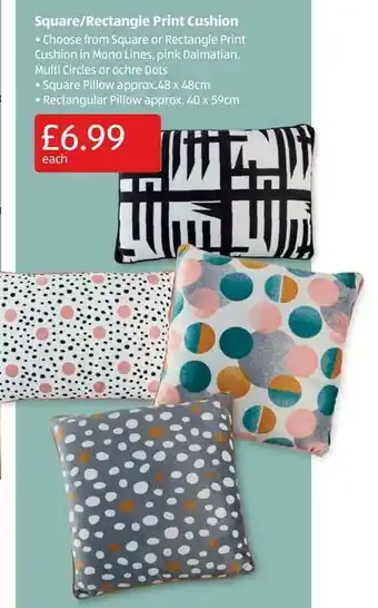 Aldi Square-Rectangle Print Cushion offer
