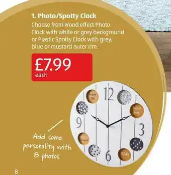 Aldi Photo-Spotty Clock offer