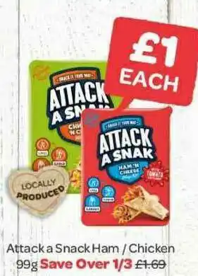 Spar Attack A Snack Ham - Chicken 99g offer
