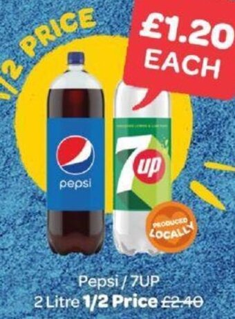 Pepsi/7UP 2 Litre 1/2 Price
