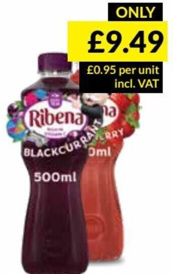 Musgrave MarketPlace Ribena 309388 Blackcurrant 739710 Strawberry 12x500ml offer