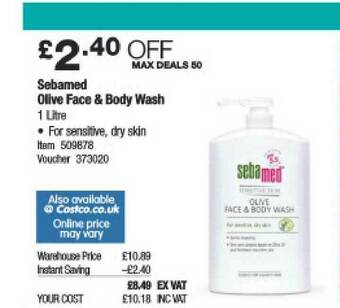 Costco Sebamed Olive Face & Body Wash offer