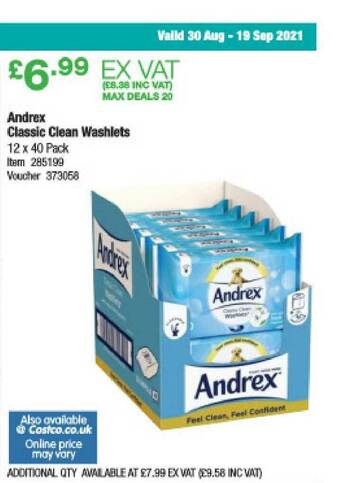 Costco Andrex Classic Clean Washlets offer