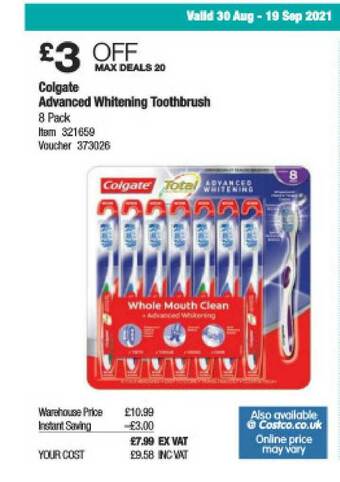 Costco Colgate Advanced Whitening Toothbrush offer