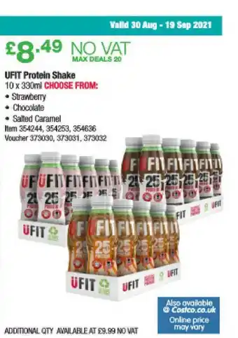 Costco Ufit Protein Shake offer