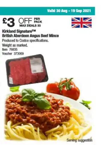 Costco Kirkland Signature British Aberdeen Angus Beef Mince offer