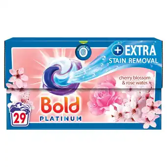 Morrisons Bold all-in-1 platinum pods cherry blossom washing capsules offer