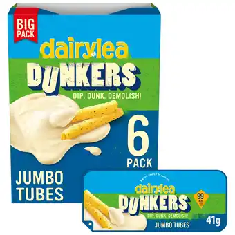 Tesco Dairylea dunkers jumbo tubes cheese snacks 6 pack 6x41g offer