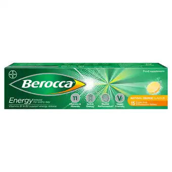 Tesco Berocca orange effervescent vitamin energy tablets 15s offer