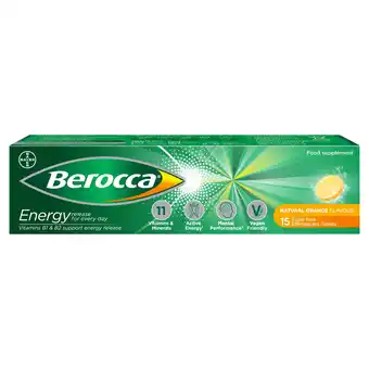 Tesco Berocca orange effervescent vitamin energy tablets 15s offer