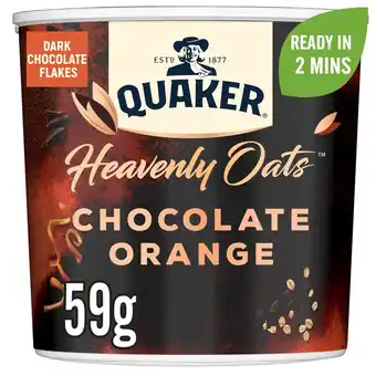 Tesco Quaker chocolate orange porridge pot 59g offer