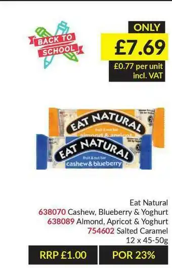 Musgrave MarketPlace Eat Natural Cashew, Blueberry & Yoghurt, Almond, Apricot & Yoghurt Or Salted Caramel offer