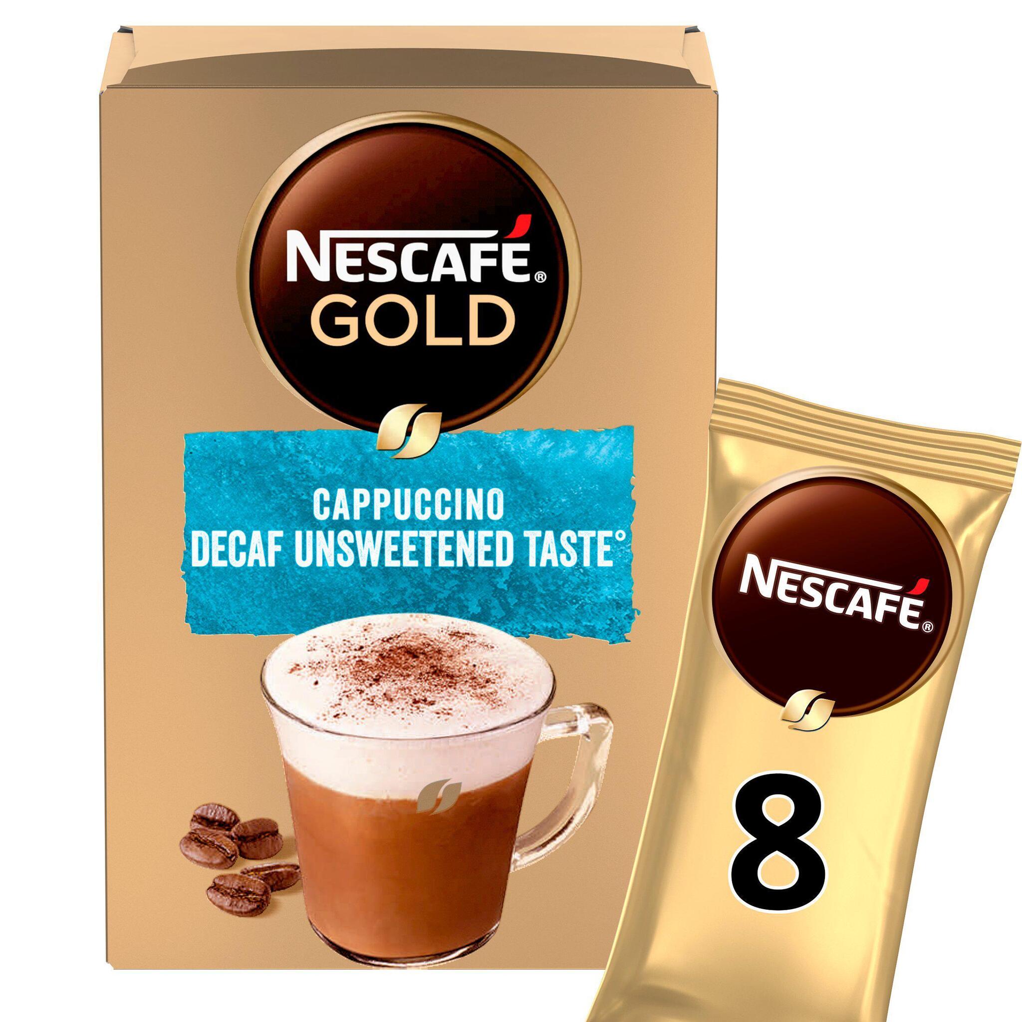 Nescafe gold cappuccino decaf unsweetened instant coffee sachets 8x15g offer at Sainsbury's