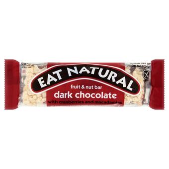 Sainsbury's Eat natural fruit & nut bars dark chocolate with cranberries & macadamias 45g offer
