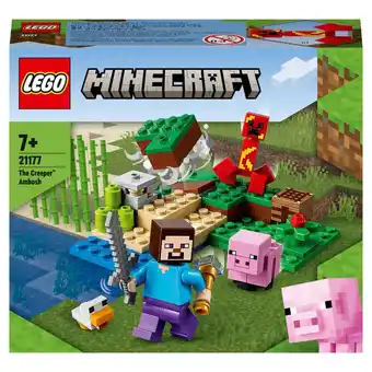 Sainsbury's Lego minecraft the creeper ambush with pig figures set 21177 offer