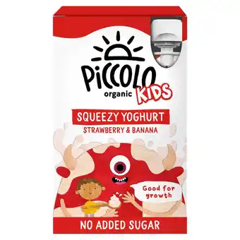 Sainsbury's Piccolo organic strawberry & banana kids squeezy yoghurt 4x100g offer