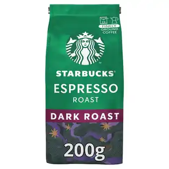 Sainsbury's Starbucks espresso roast dark roast finely ground coffee, bag 200g offer