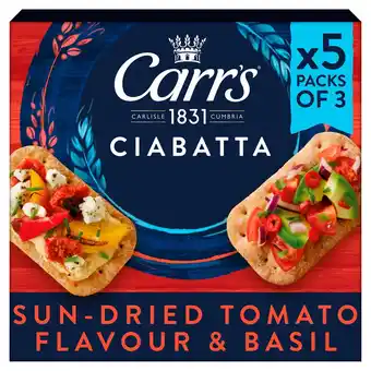 Sainsbury's Carr's ciabatta sun dried tomato flavour & basil 140g offer