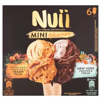 Sainsbury's Nuii mini adventure caramel white chocolate & texan pecan & new york cookies & cream 330ml offer