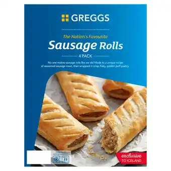 Iceland Greggs 4 sausage rolls 427g offer