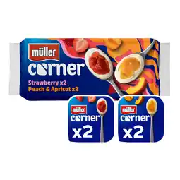 Iceland Müller corner strawberry and peach & apricot yogurts family pack 4 x 136g (544g) offer