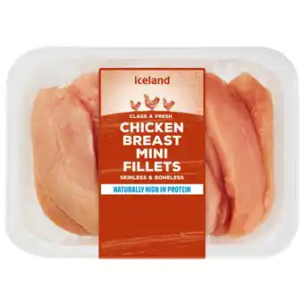 Iceland Iceland class a fresh chicken breast mini fillets skinless & boneless 400g offer